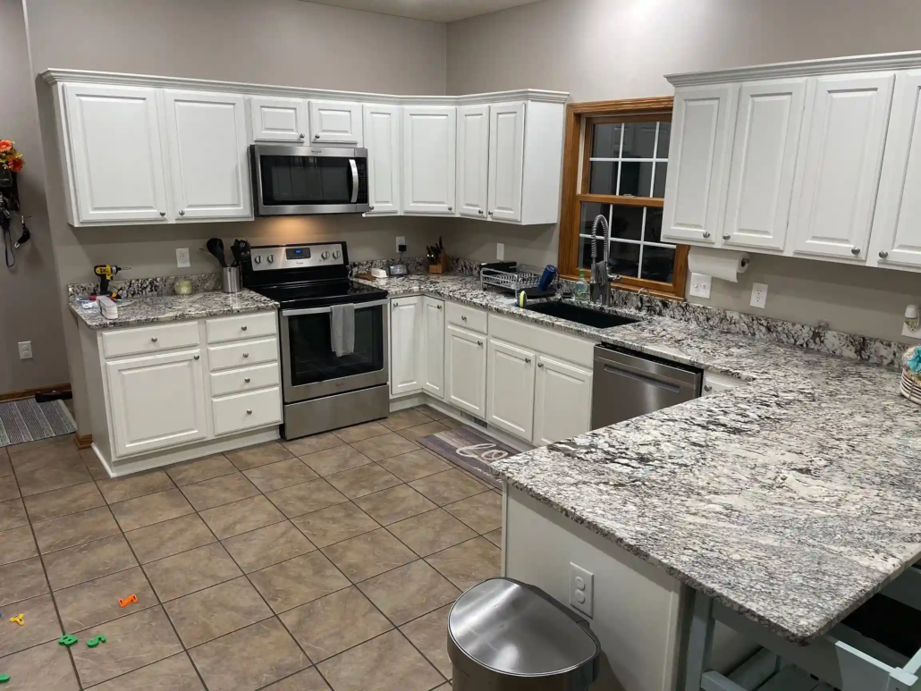 Brand New White Painted Custom Kitchen Cabinets in a Mahoning Valley Home.