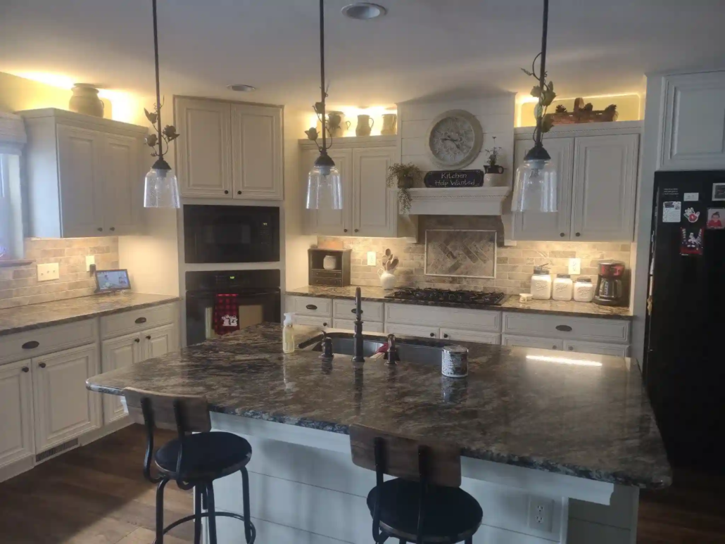 Renewed and Painted Kitchen Cabinets in a Mahoning Valley Home.