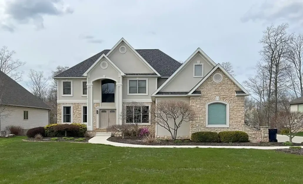 A Two-Story, Modern Home in Canfield, Ohio Before Being Painted by a Painting Company form the Area.