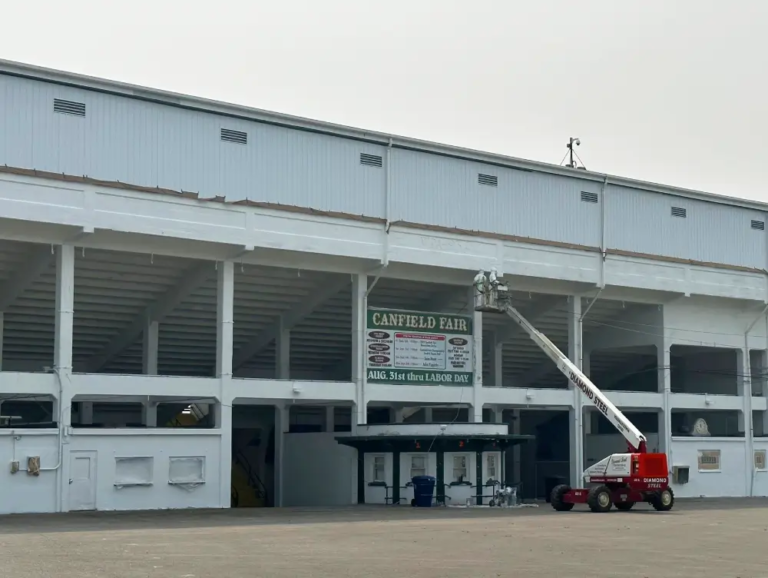 Canfield Fairgrounds Fresly Painted Stadium Grandstands.