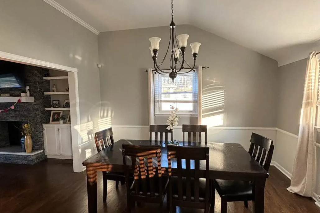 Boardman Dining Room Freshly Painted in the Color Light French Gray by Sherwin-Williams.