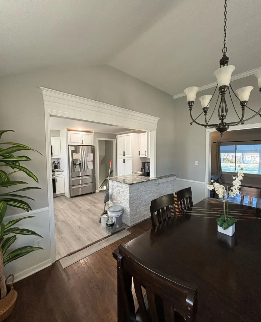 Boardman Dining Room and Kitchen Painted in Sherwin-Williams Light French Gray